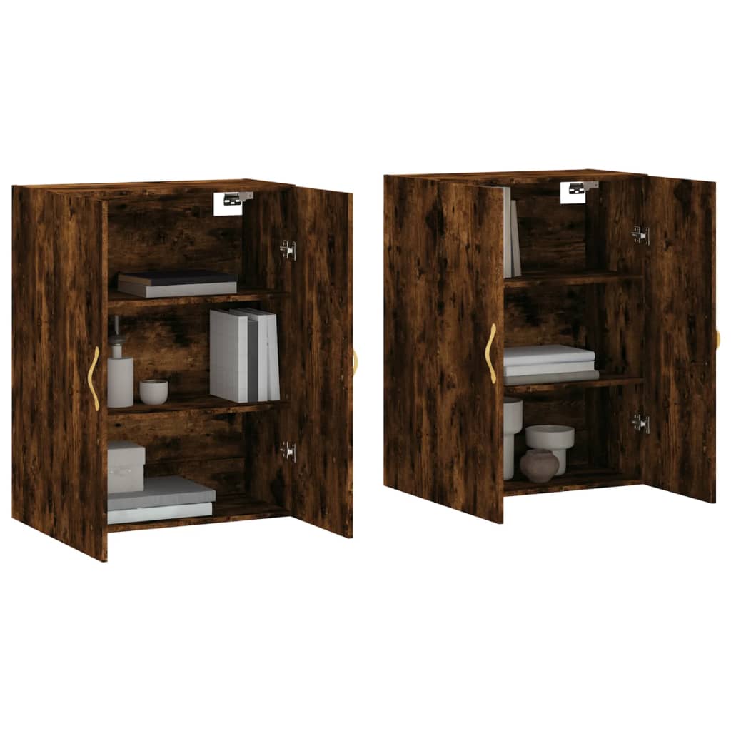 Wall Mounted Cabinets 2 pcs Smoked Oak 69,5x34x90 cm