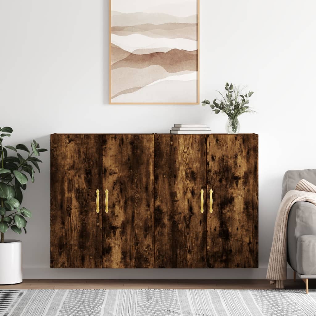 Wall Mounted Cabinets 2 pcs Smoked Oak 69,5x34x90 cm