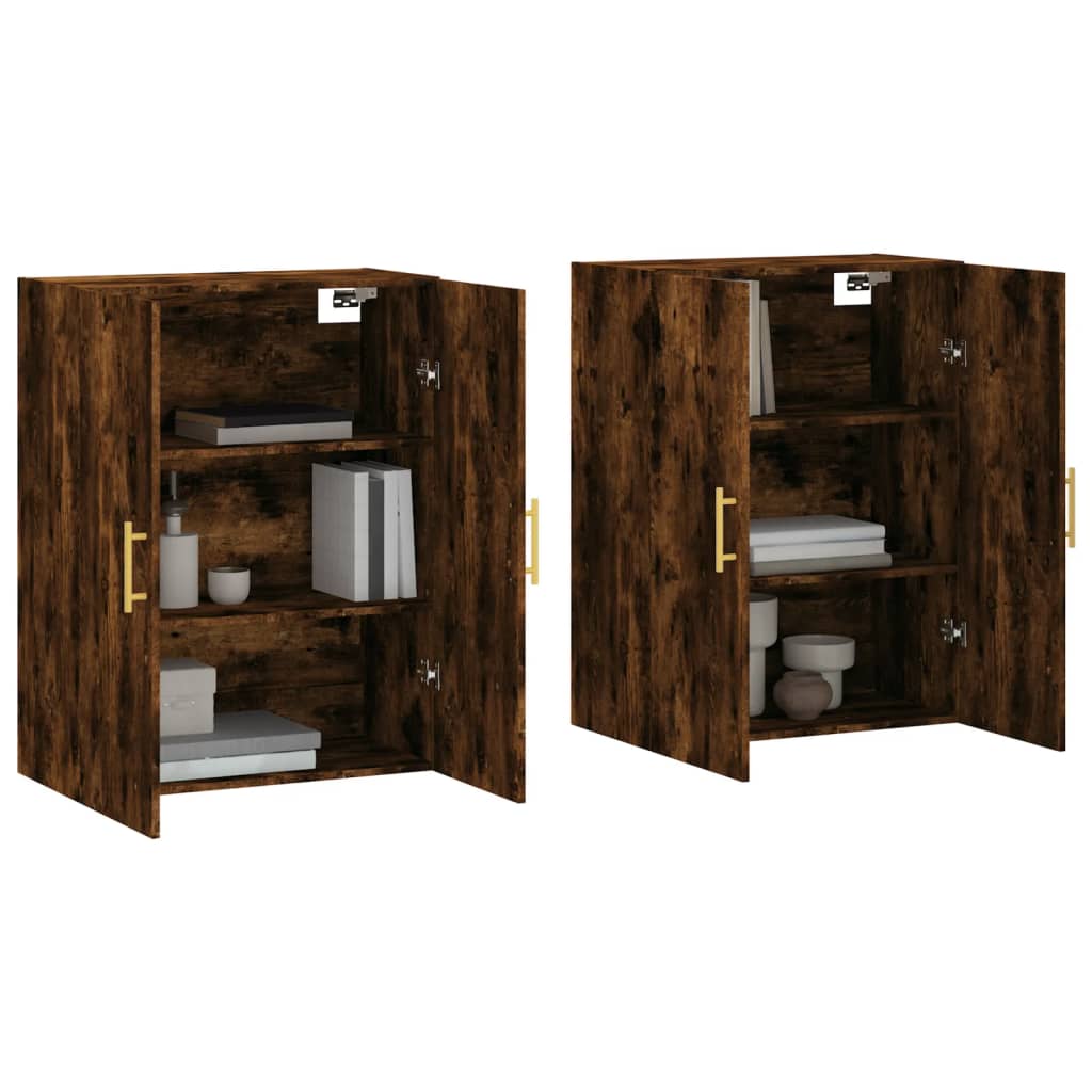 Wall Mounted Cabinets 2 pcs Smoked Oak 69,5x34x90 cm