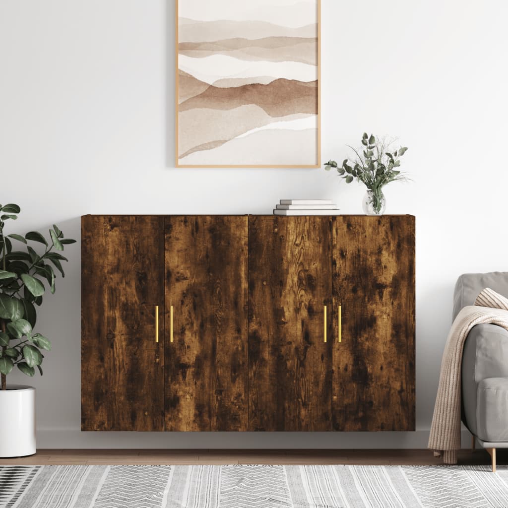 Wall Mounted Cabinets 2 pcs Smoked Oak 69,5x34x90 cm