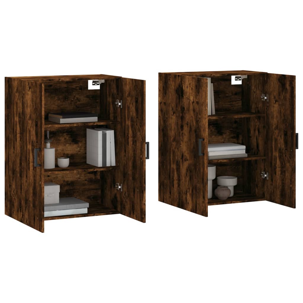 Wall Mounted Cabinets 2 pcs Smoked Oak 69.5x34x90 cm