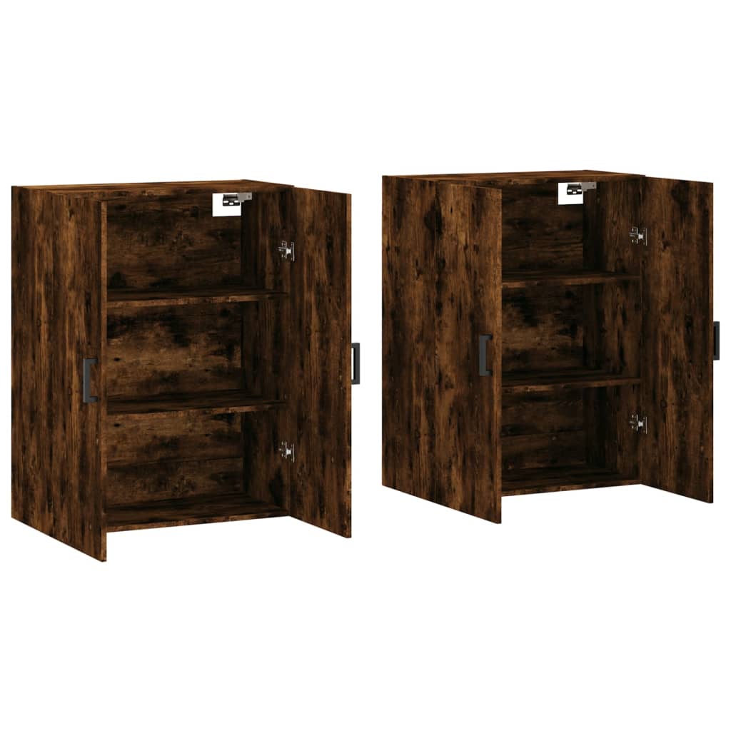 Wall Mounted Cabinets 2 pcs Smoked Oak 69,5x34x90 cm