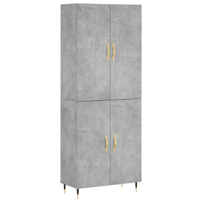 Highboard Concrete Grey 69.5x34x180 cm Engineered Wood