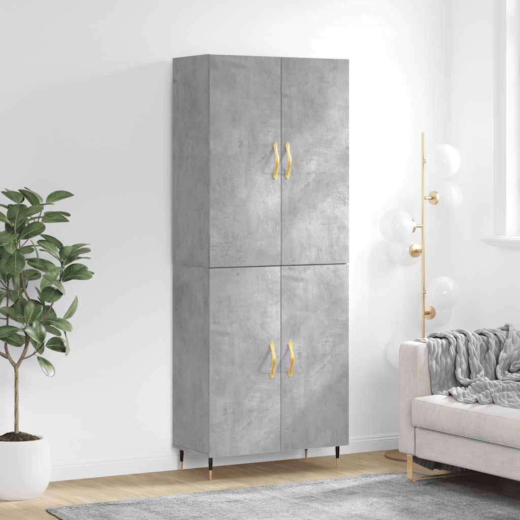 Highboard Concrete Grey 69.5x34x180 cm Engineered Wood