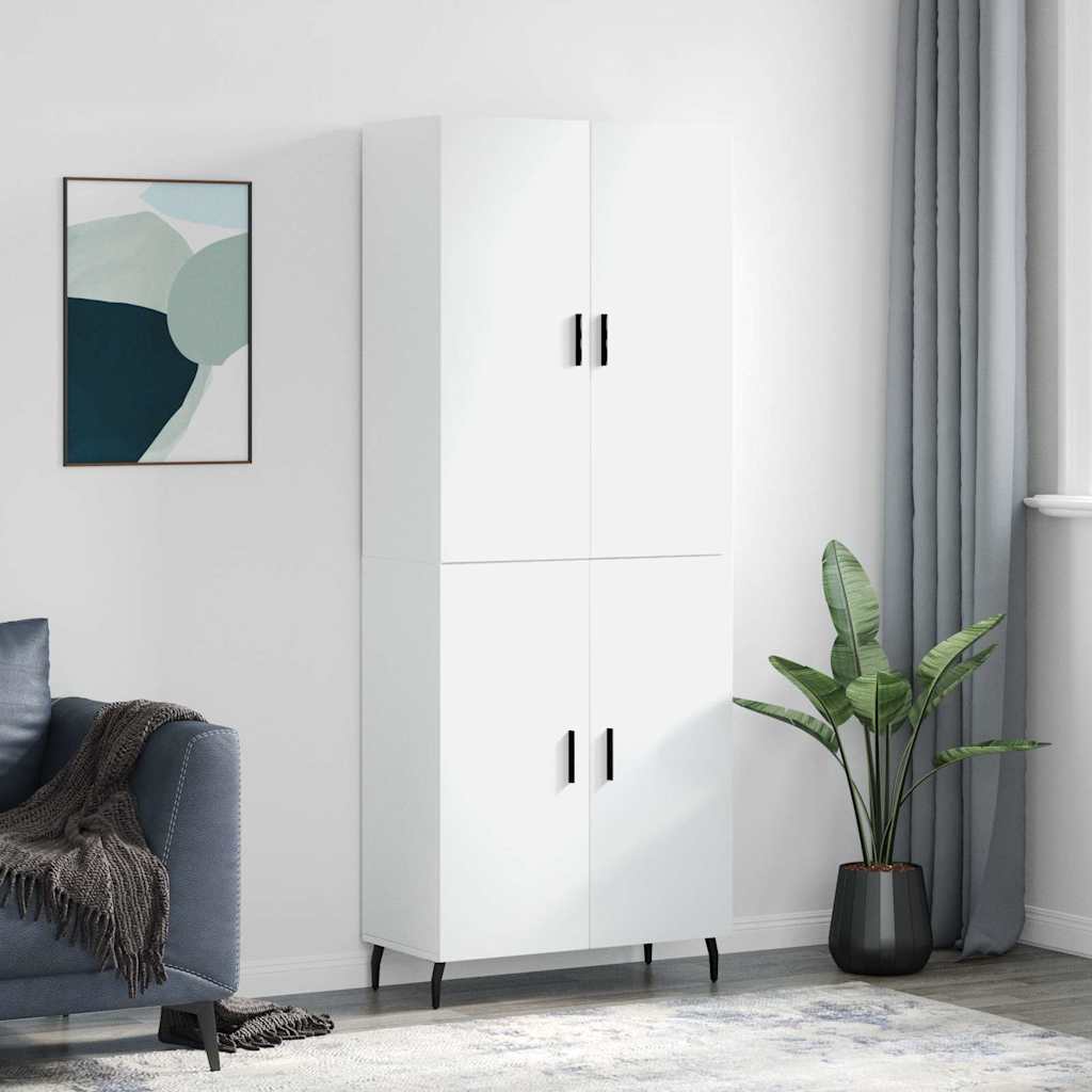 Highboard White 69,5x34x180 cm Engineered Wood