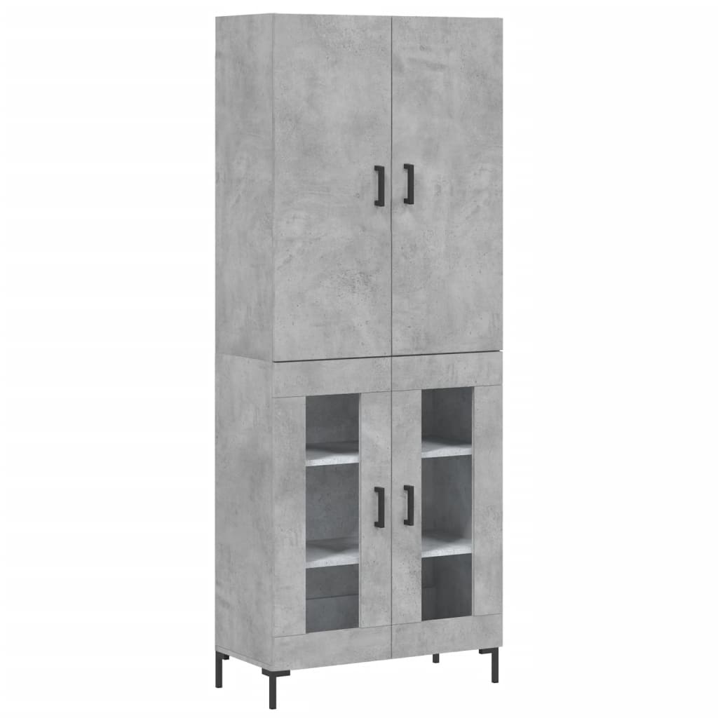 Highboard Concrete Grey 69.5x34x180 cm Engineered Wood