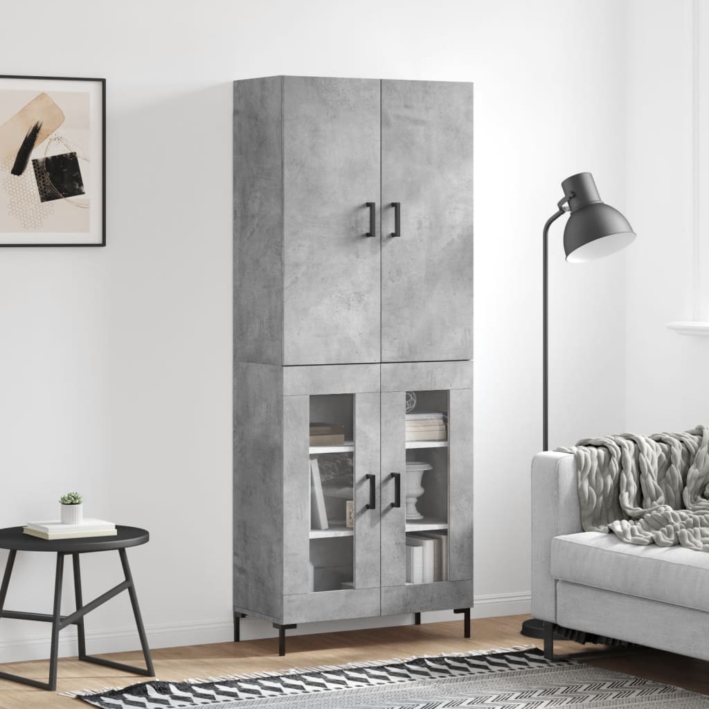 Highboard Concrete Grey 69,5x34x180 cm Engineered Wood