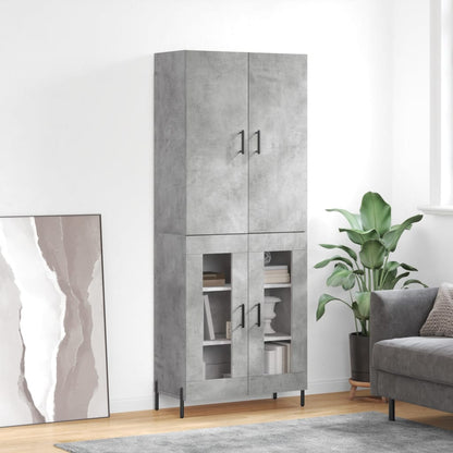 Highboard Concrete Grey 69.5x34x180 cm Engineered Wood