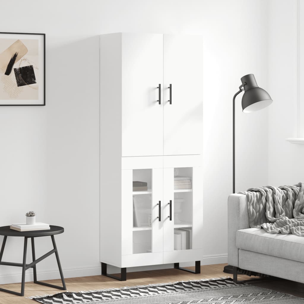 Highboard White 69,5x34x180 cm Engineered Wood
