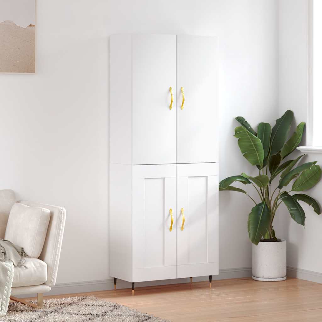 Highboard White 69.5x34x180 cm Engineered Wood