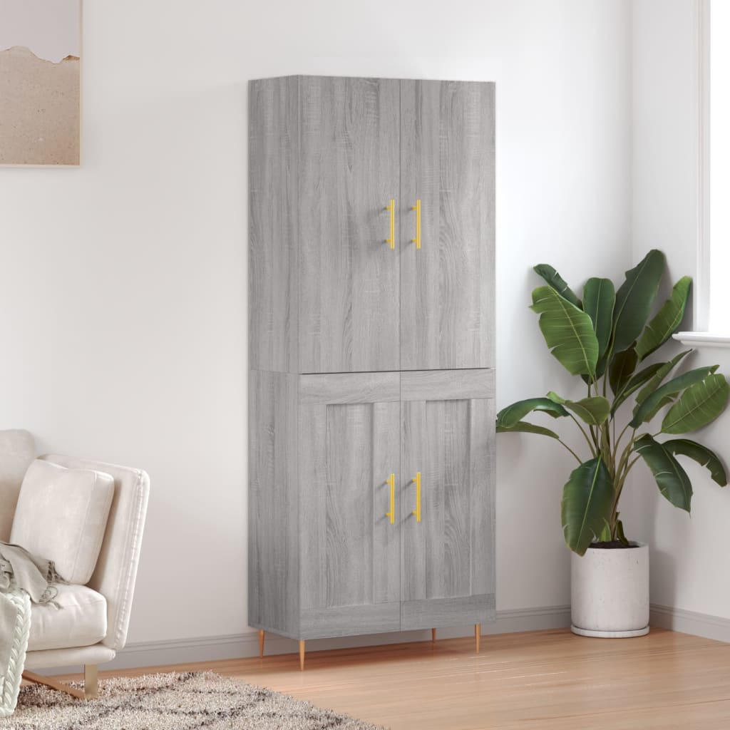 Highboard Grey Sonoma 69,5x34x180 cm Engineered Wood