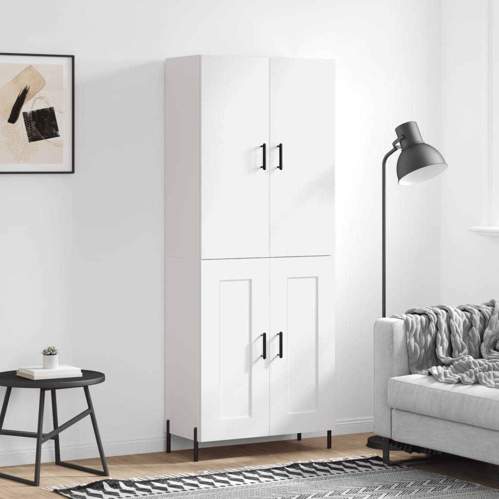 Highboard White 69,5x34x180 cm Engineered Wood