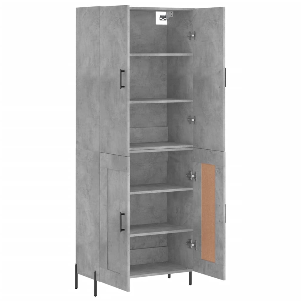 Highboard Concrete Grey 69.5x34x180 cm Engineered Wood