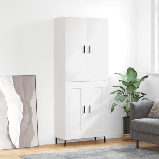 Highboard White 69.5x34x180 cm Engineered Wood