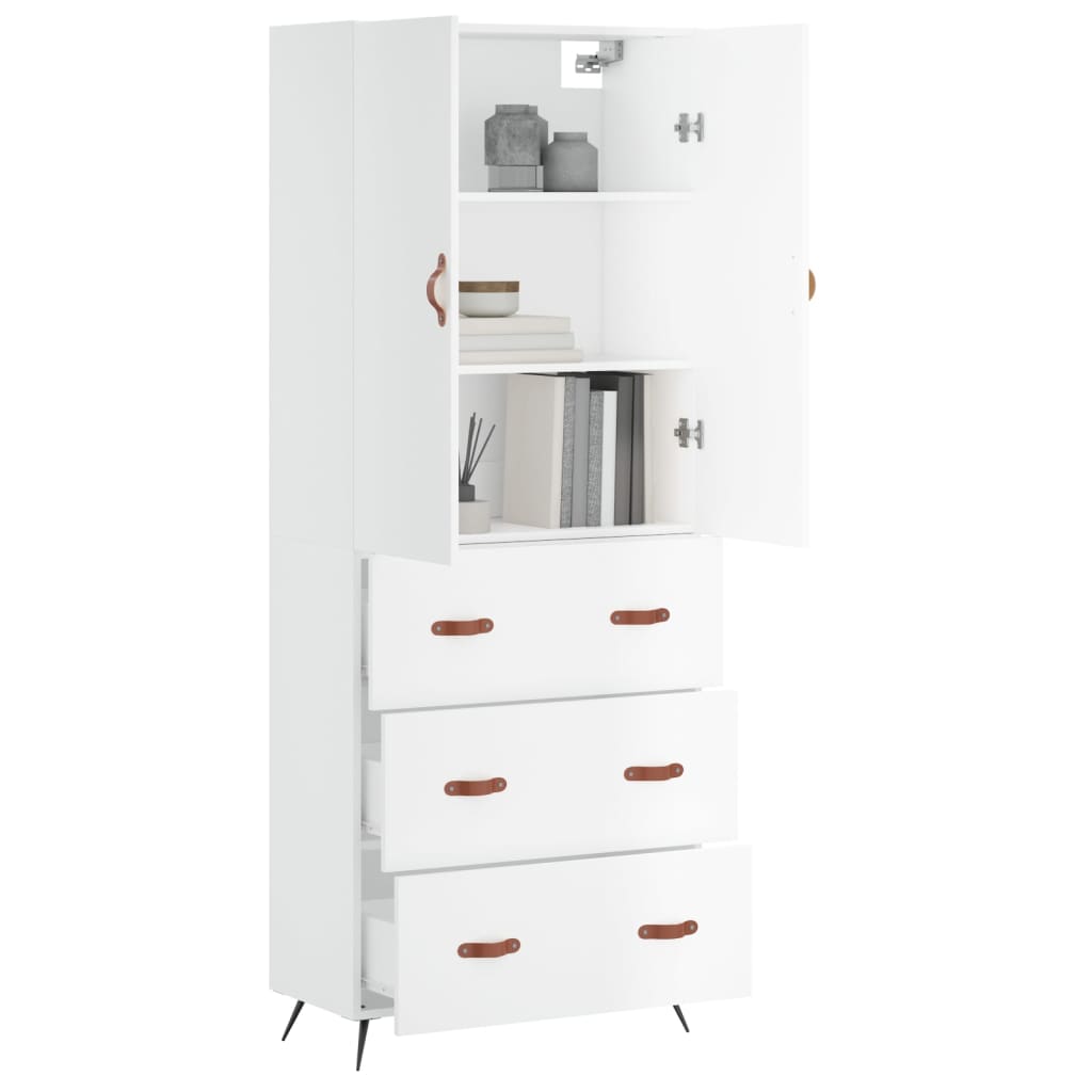 Highboard White 69,5x34x180 cm Engineered Wood