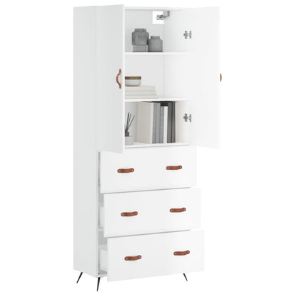 Highboard White 69,5x34x180 cm Engineered Wood