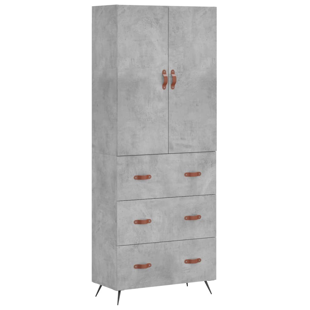 Highboard Concrete Grey 69.5x34x180 cm Engineered Wood