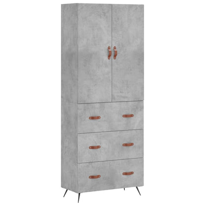 Highboard Concrete Grey 69.5x34x180 cm Engineered Wood