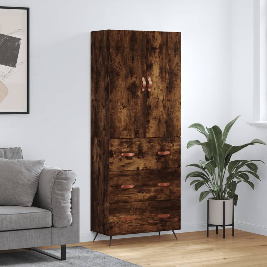 Highboard Smoked Oak 69.5x34x180 cm Engineered Wood