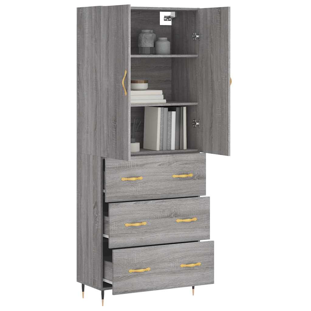 Highboard Grey Sonoma 69.5x34x180 cm Engineered Wood