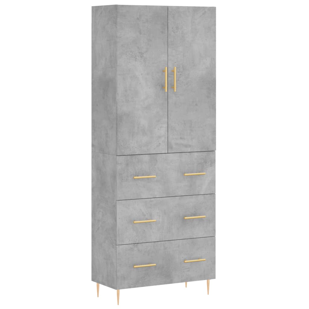 Highboard Concrete Grey 69.5x34x180 cm Engineered Wood