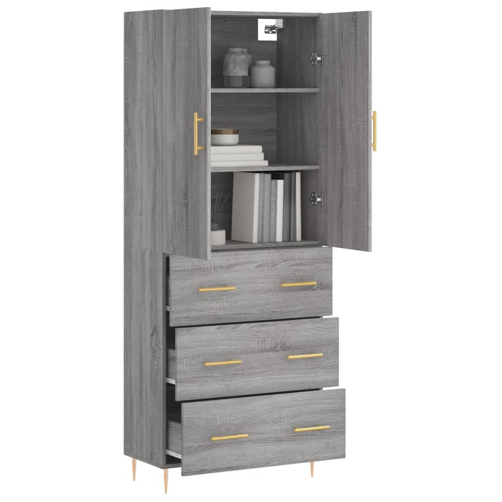 Highboard Grey Sonoma 69.5x34x180 cm Engineered Wood