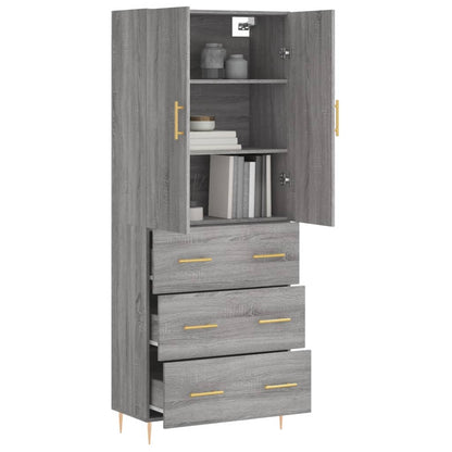 Highboard Grey Sonoma 69.5x34x180 cm Engineered Wood