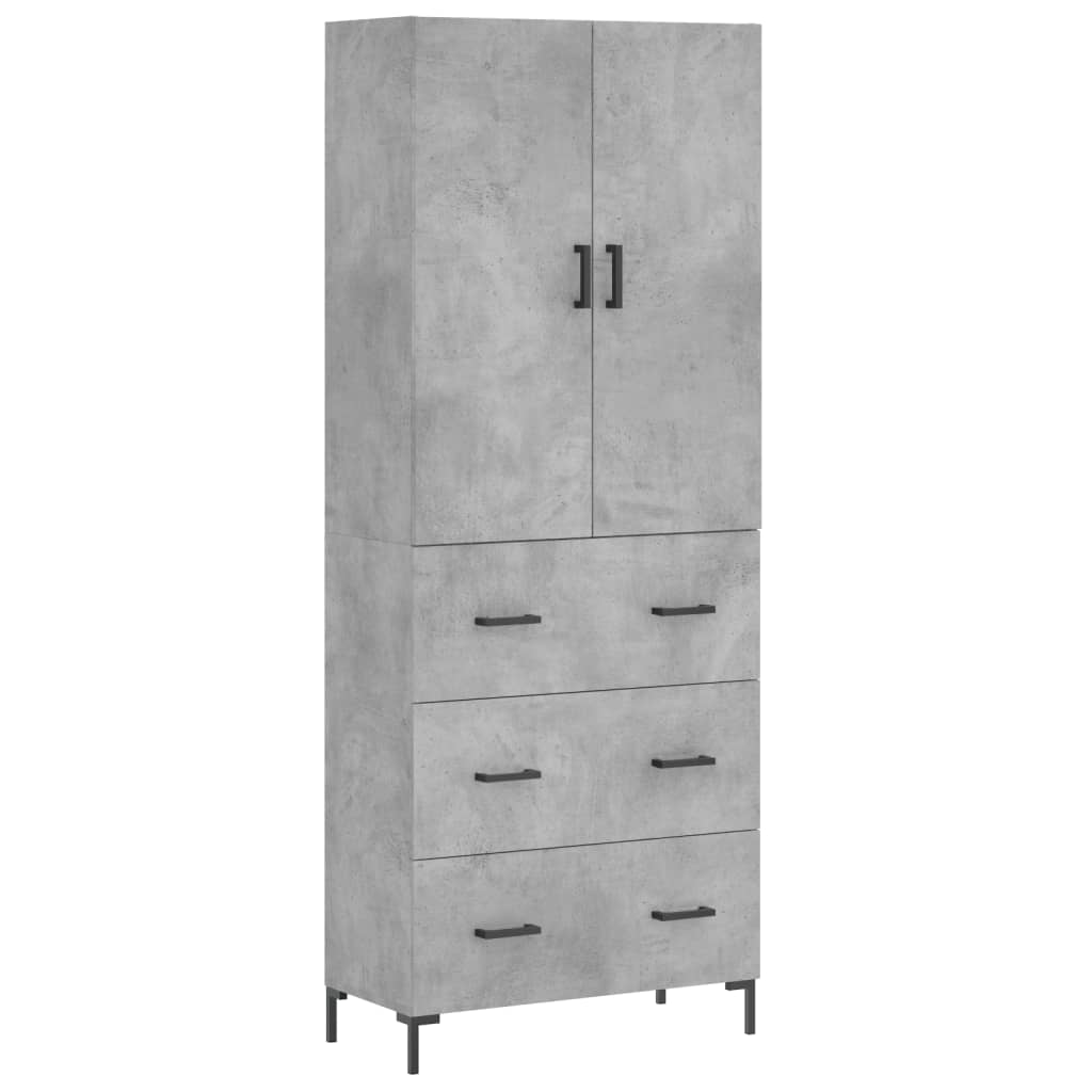 Highboard Concrete Grey 69.5x34x180 cm Engineered Wood