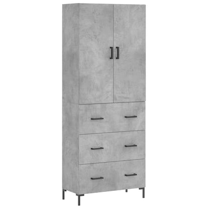 Highboard Concrete Grey 69.5x34x180 cm Engineered Wood