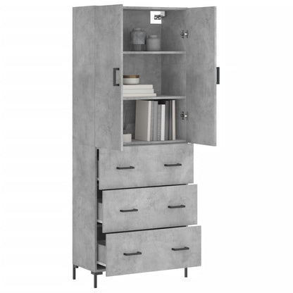 Highboard Concrete Grey 69.5x34x180 cm Engineered Wood