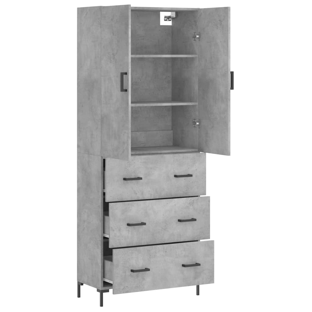 Highboard Concrete Grey 69.5x34x180 cm Engineered Wood