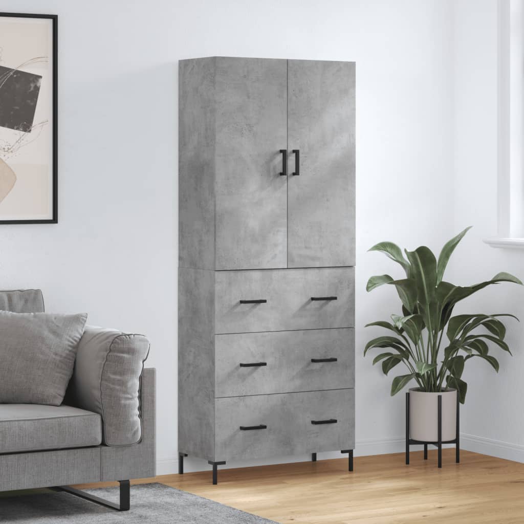Highboard Concrete Grey 69,5x34x180 cm Engineered Wood