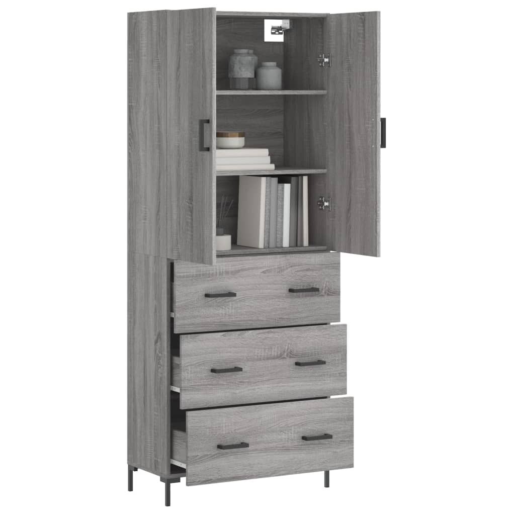 Highboard Grey Sonoma 69.5x34x180 cm Engineered Wood