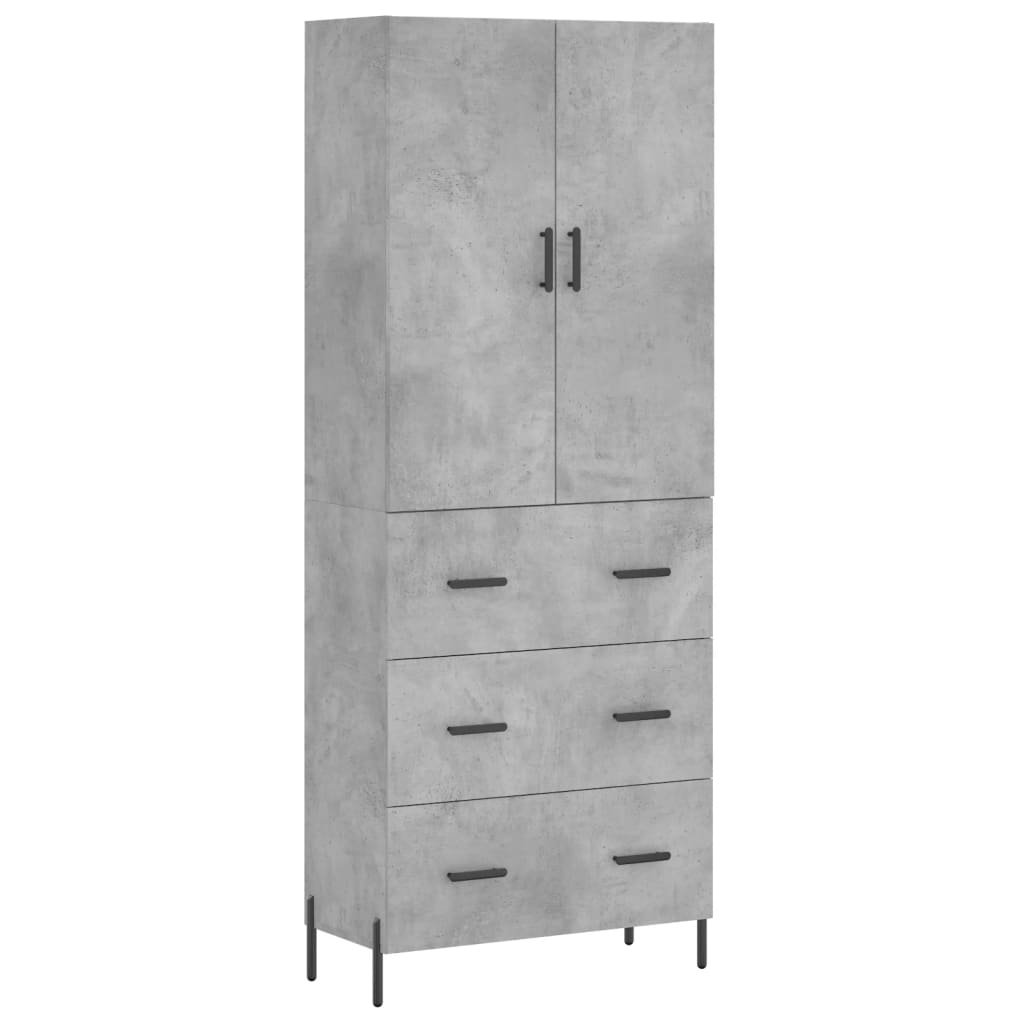 Highboard Concrete Grey 69.5x34x180 cm Engineered Wood