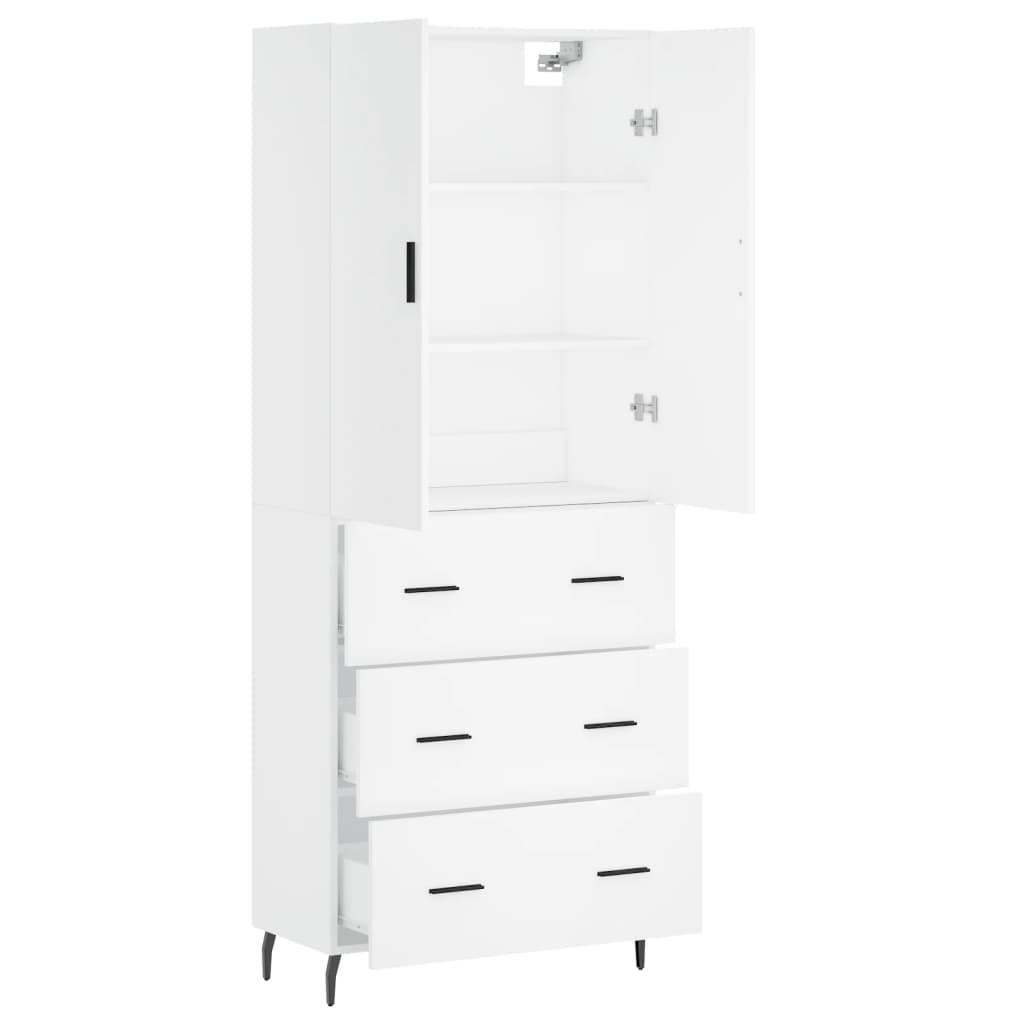 Highboard White 69.5x34x180 cm Engineered Wood
