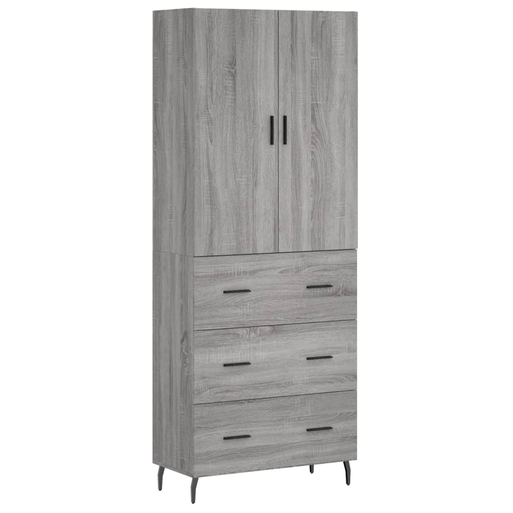 Highboard Grey Sonoma 69.5x34x180 cm Engineered Wood
