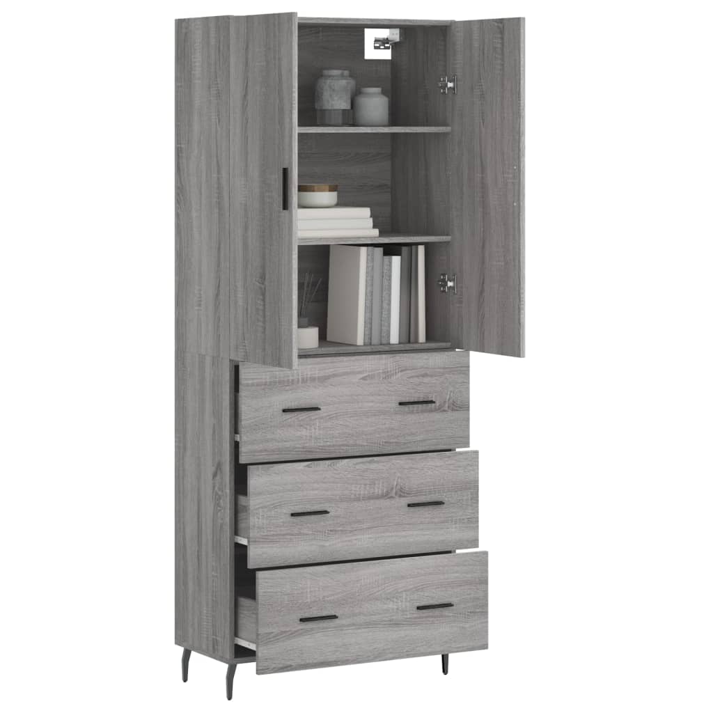 Highboard Grey Sonoma 69.5x34x180 cm Engineered Wood