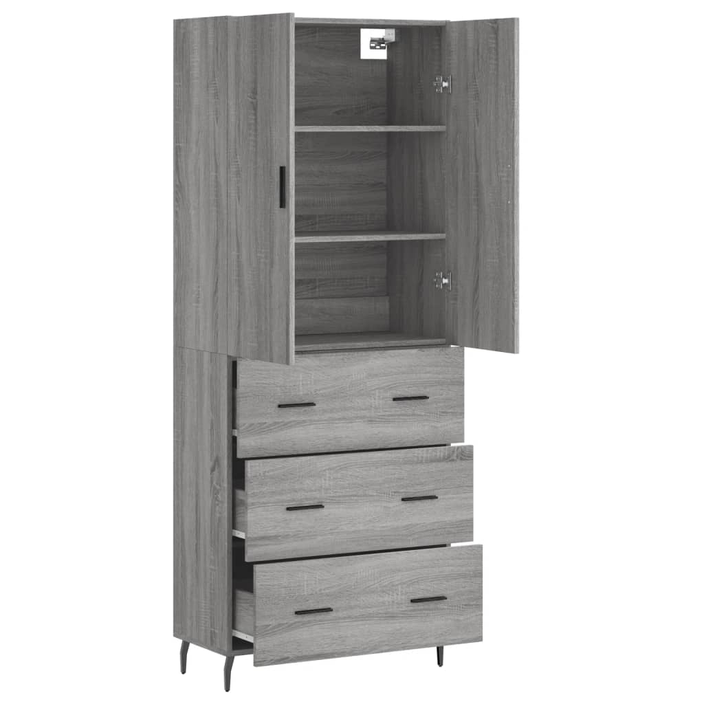 Highboard Grey Sonoma 69,5x34x180 cm Engineered Wood