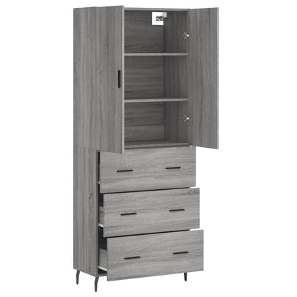 Highboard Grey Sonoma 69,5x34x180 cm Engineered Wood