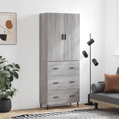 Highboard Grey Sonoma 69.5x34x180 cm Engineered Wood