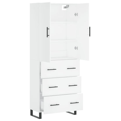 Highboard White 69,5x34x180 cm Engineered Wood