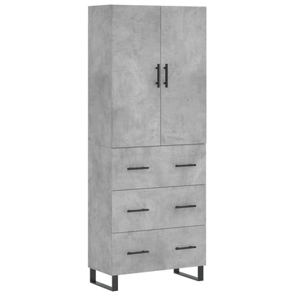 Highboard Concrete Grey 69.5x34x180 cm Engineered Wood