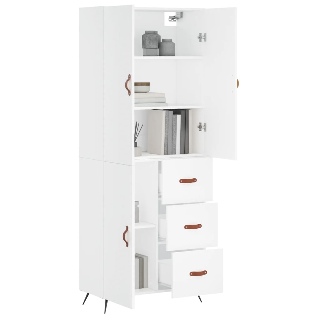 Highboard White 69,5x34x180 cm Engineered Wood