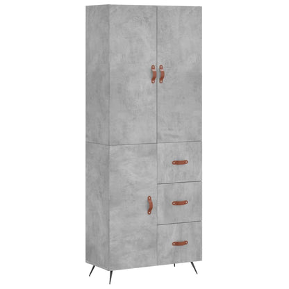 Highboard Concrete Grey 69.5x34x180 cm Engineered Wood