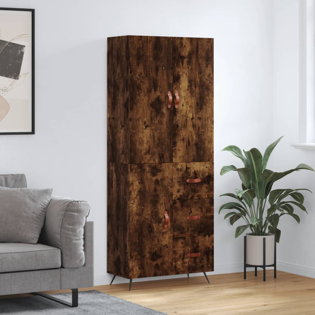 Highboard Smoked Oak 69.5x34x180 cm Engineered Wood