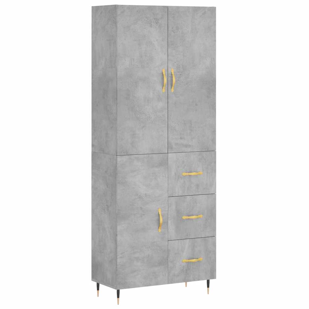 Highboard Concrete Grey 69.5x34x180 cm Engineered Wood
