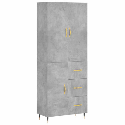 Highboard Concrete Grey 69.5x34x180 cm Engineered Wood