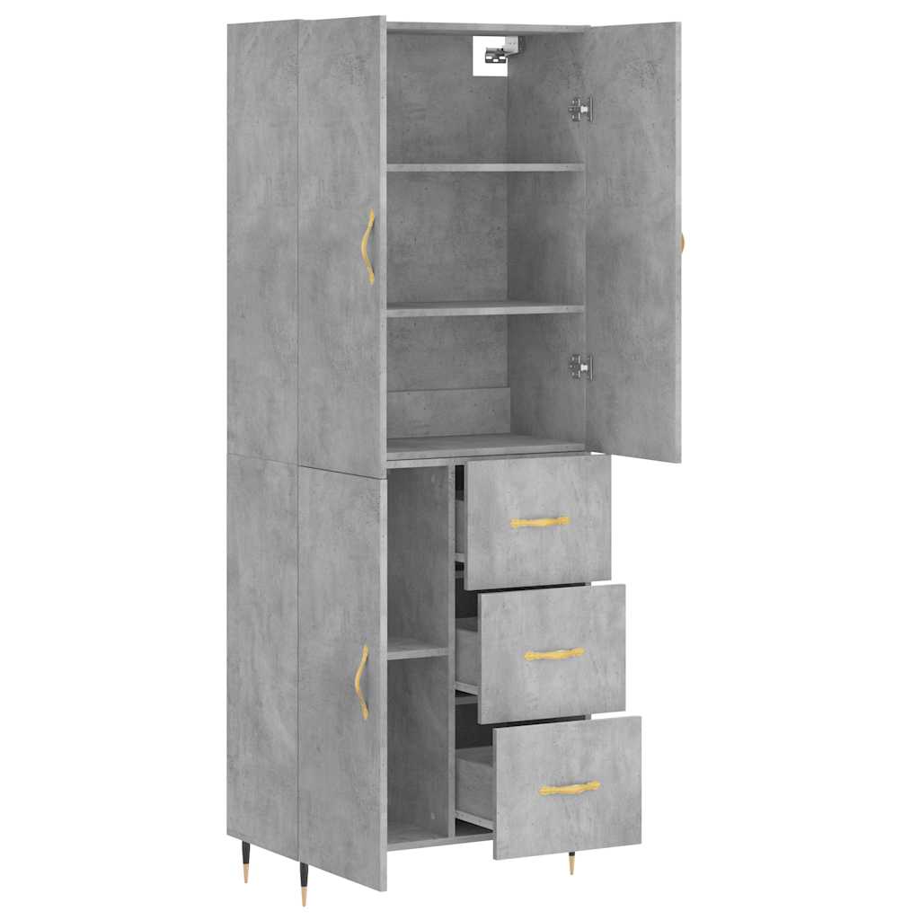 Highboard Concrete Grey 69.5x34x180 cm Engineered Wood