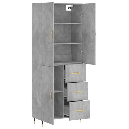 Highboard Concrete Grey 69.5x34x180 cm Engineered Wood