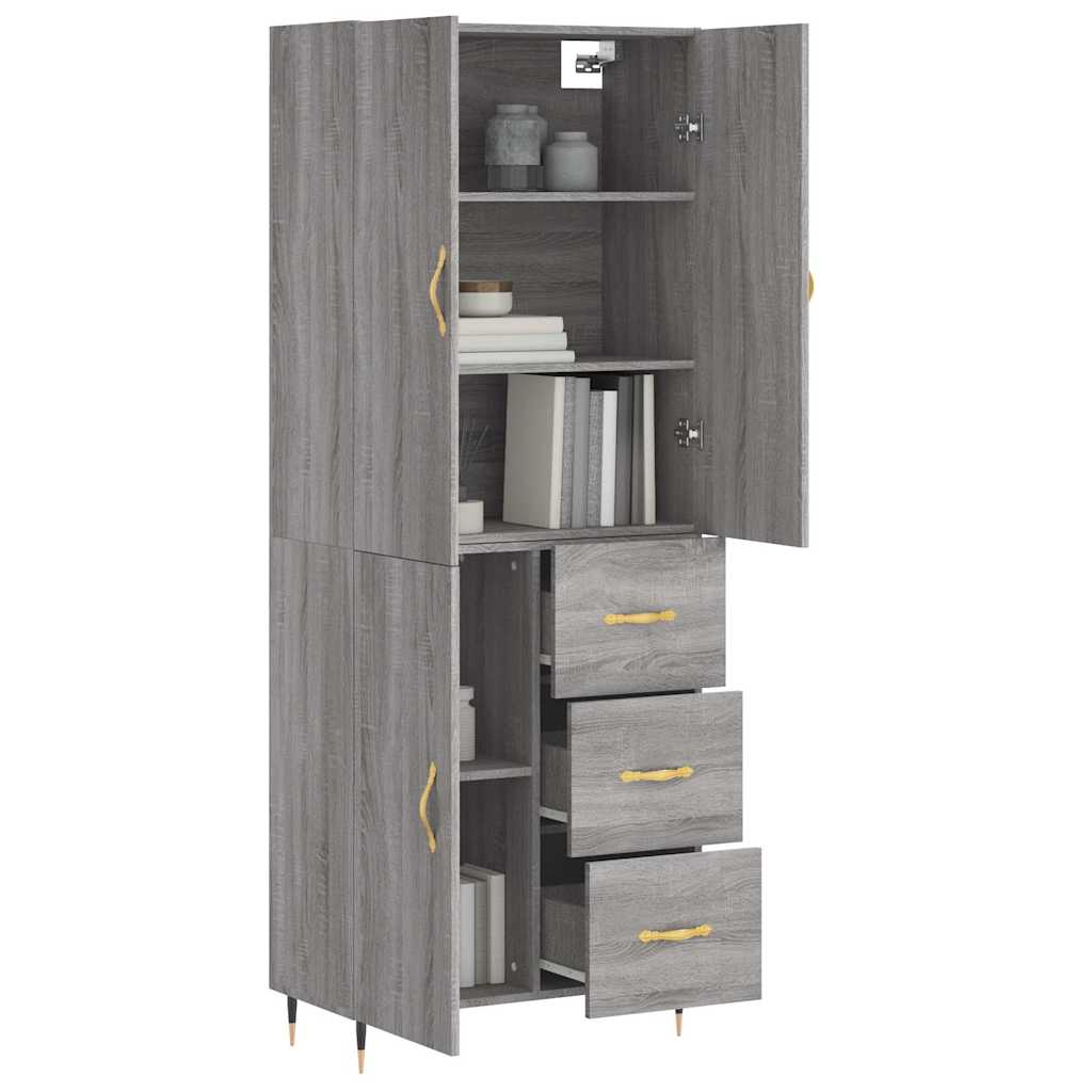 Highboard Grey Sonoma 69.5x34x180 cm Engineered Wood